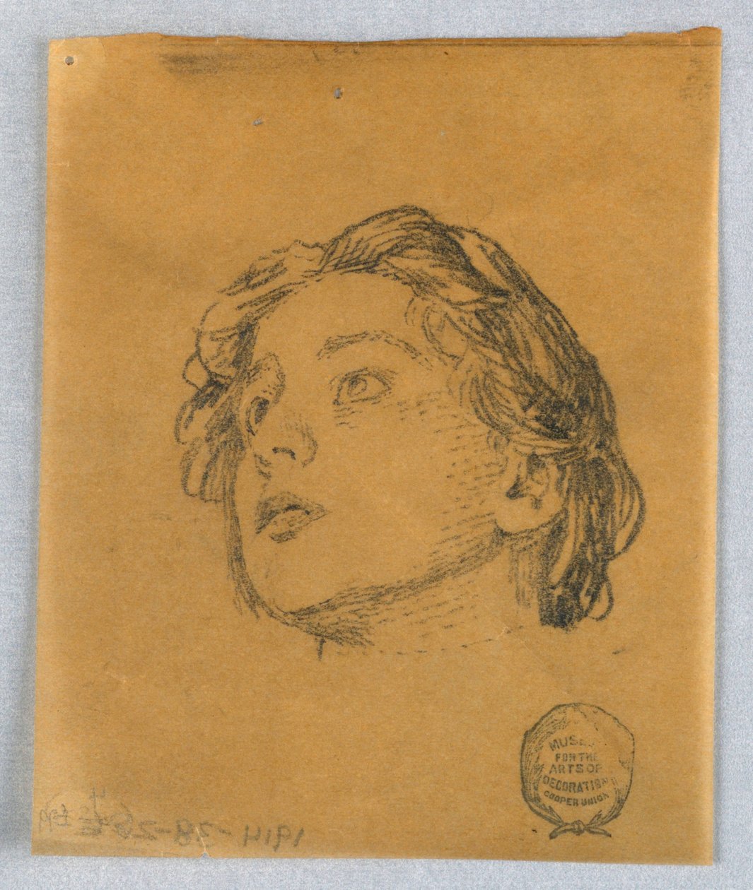 Skiss av en kvinnas huvud av Francis Augustus Lathrop