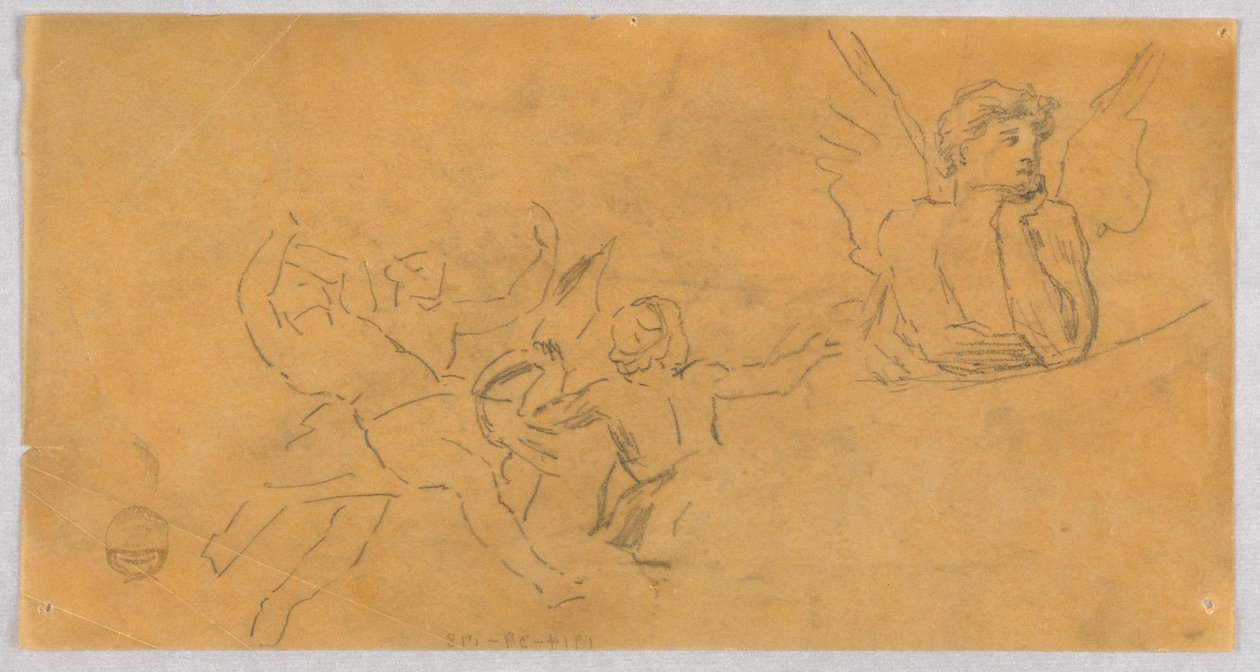 Skiss av en ängel och Putti av Francis Augustus Lathrop