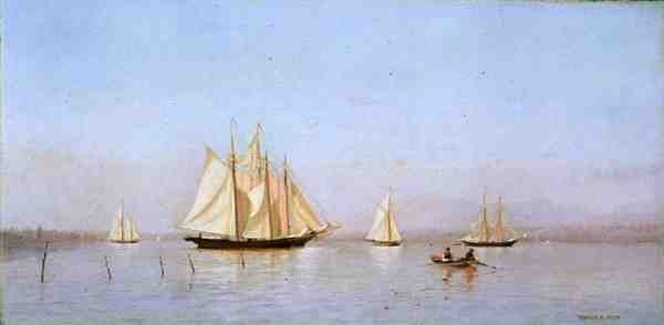 Haverstraw Bay on the Hudson (olja på duk) av Francis Augustus Silva