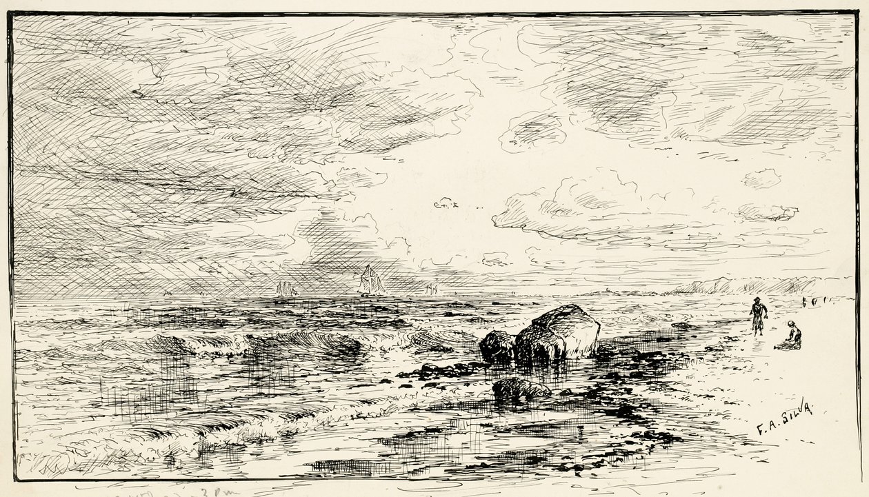 Stranden nära Point Judith, Rhode Island av Francis Augustus Silva
