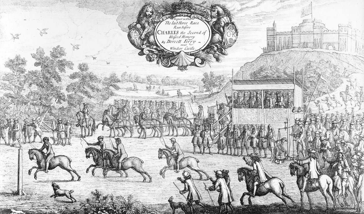 The Last Horse Race kördes före Charles the Second of Blessed Memory av Dorsett Ferry, nära Windsor Castle, 24 augusti 1684, 1687 av Francis Barlow