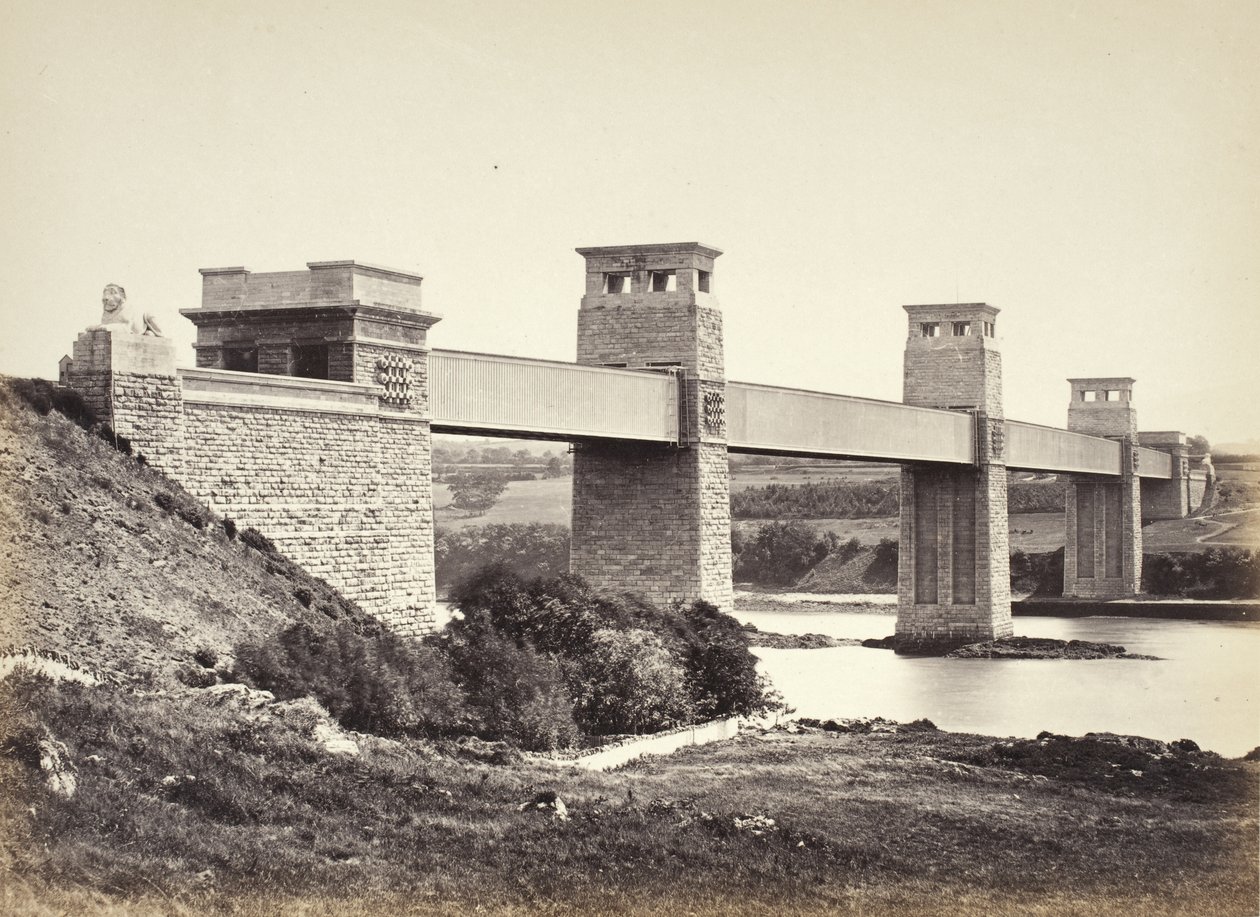 Bangor, Britannia Bridge, från Anglesey (258) av Francis Bedford