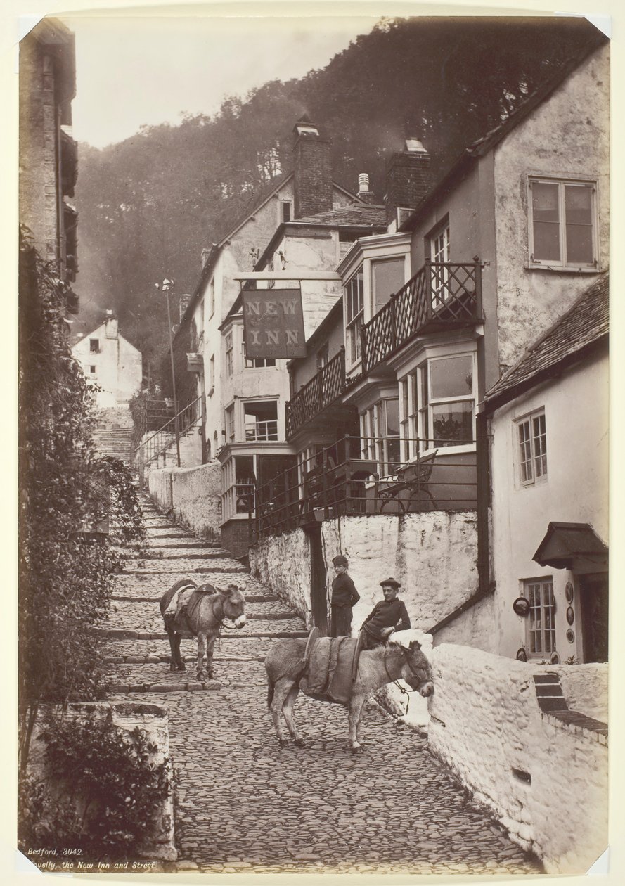 Clovelly, the New Inn and Street, 186094. av Francis Bedford
