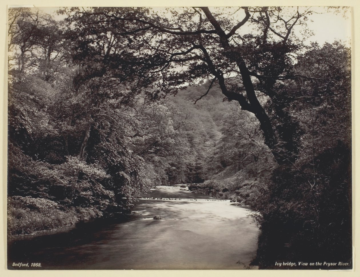 Ivy Bridge, utsikt över floden Prysor, 186094. av Francis Bedford