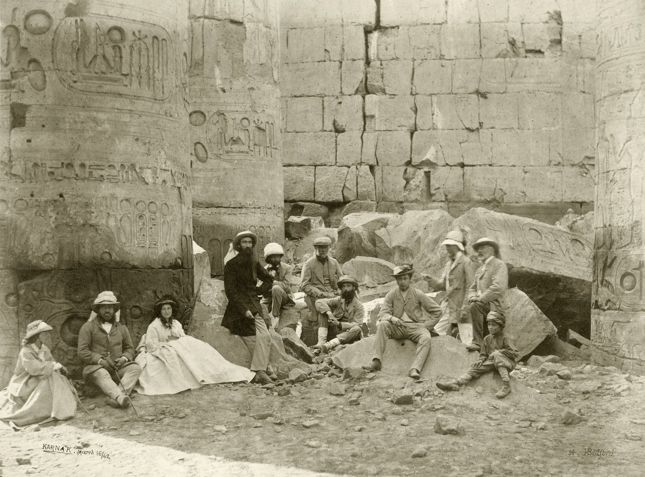 Prince of Wales fest i templet i Karnak, 1862 av Francis Bedford