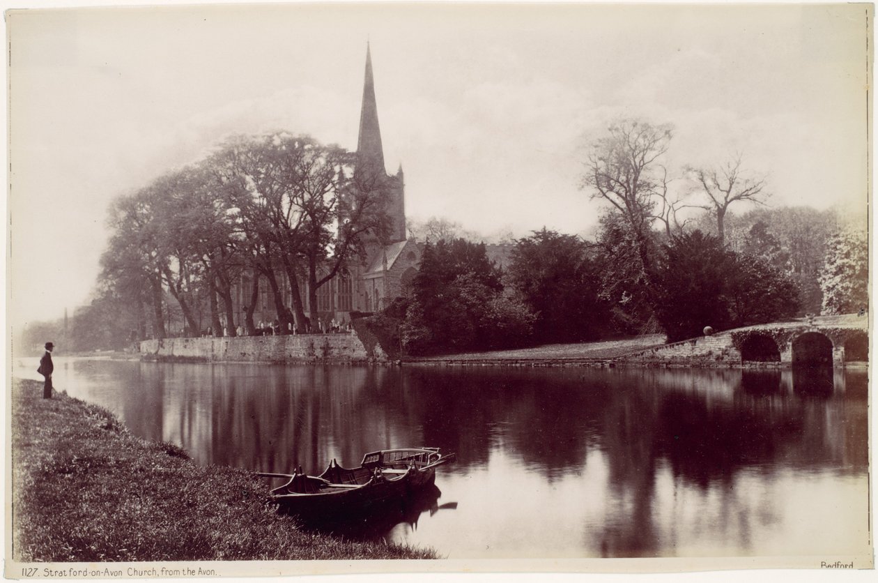 Kyrkan i Stratford-upon-Avon, från Avon av Francis Bedford