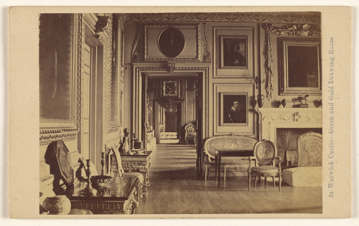 Warwick Castle - Grönt och gyllene salongsrum av Francis Bedford