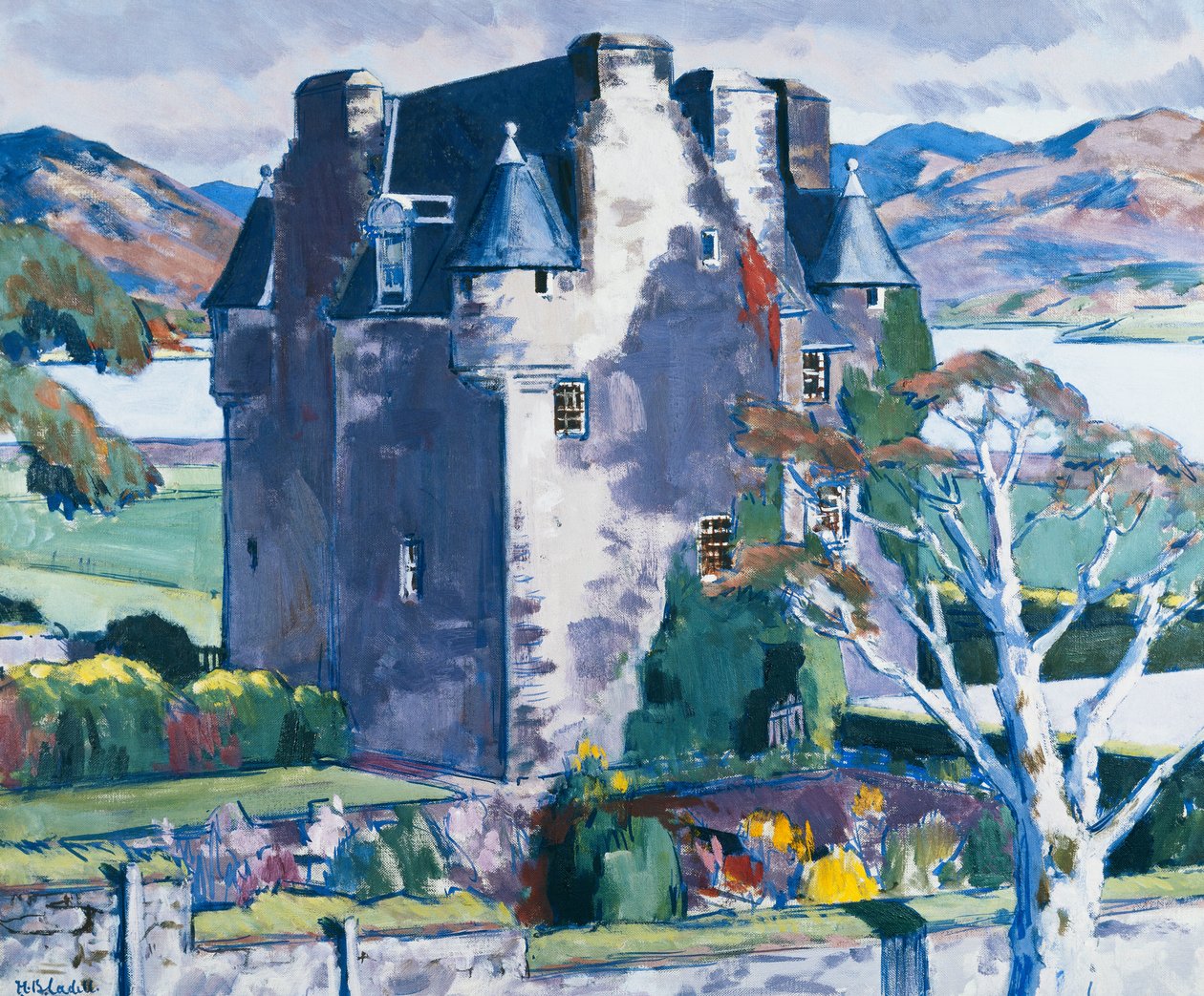 Barcaldine Castle, Argyll, ca. 1928 (olja på duk) av Francis Campbell Boileau Cadell