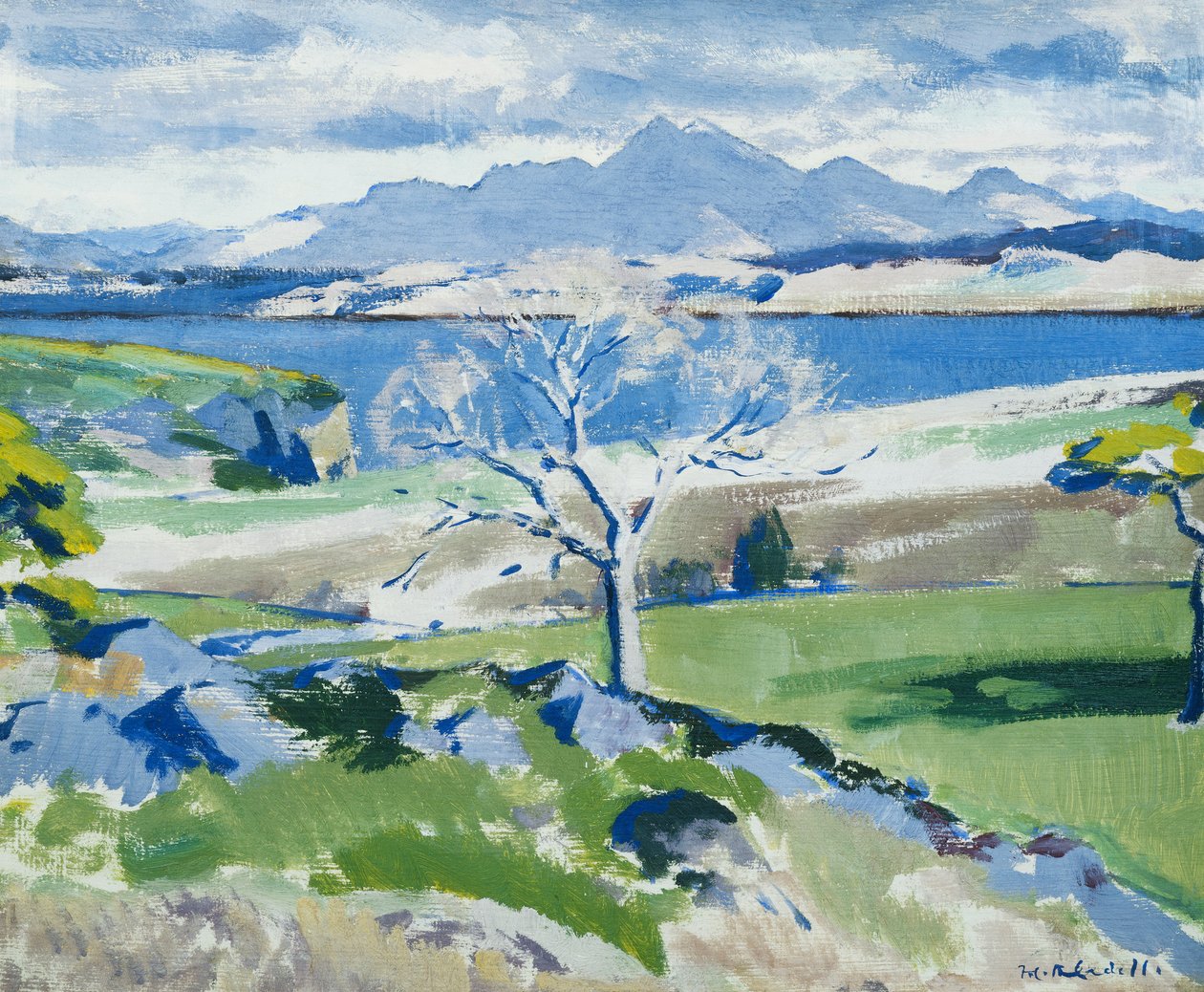 Ben Cruachan från Achnacraig, Mull, ca. 1931 (olja på panel) av Francis Campbell Boileau Cadell