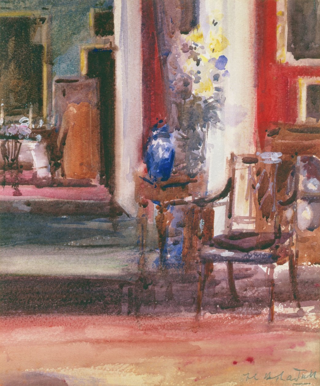 Interiör av Artists House, Ainslie Place, Edinburgh (wc på papper) av Francis Campbell Boileau Cadell