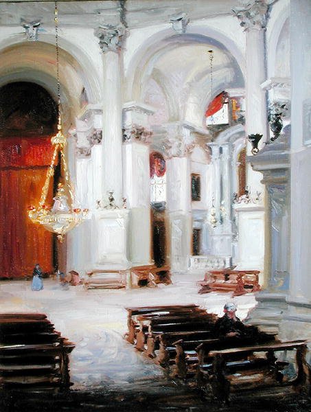 Salutens inre, Venedig (olja på duk) av Francis Campbell Boileau Cadell