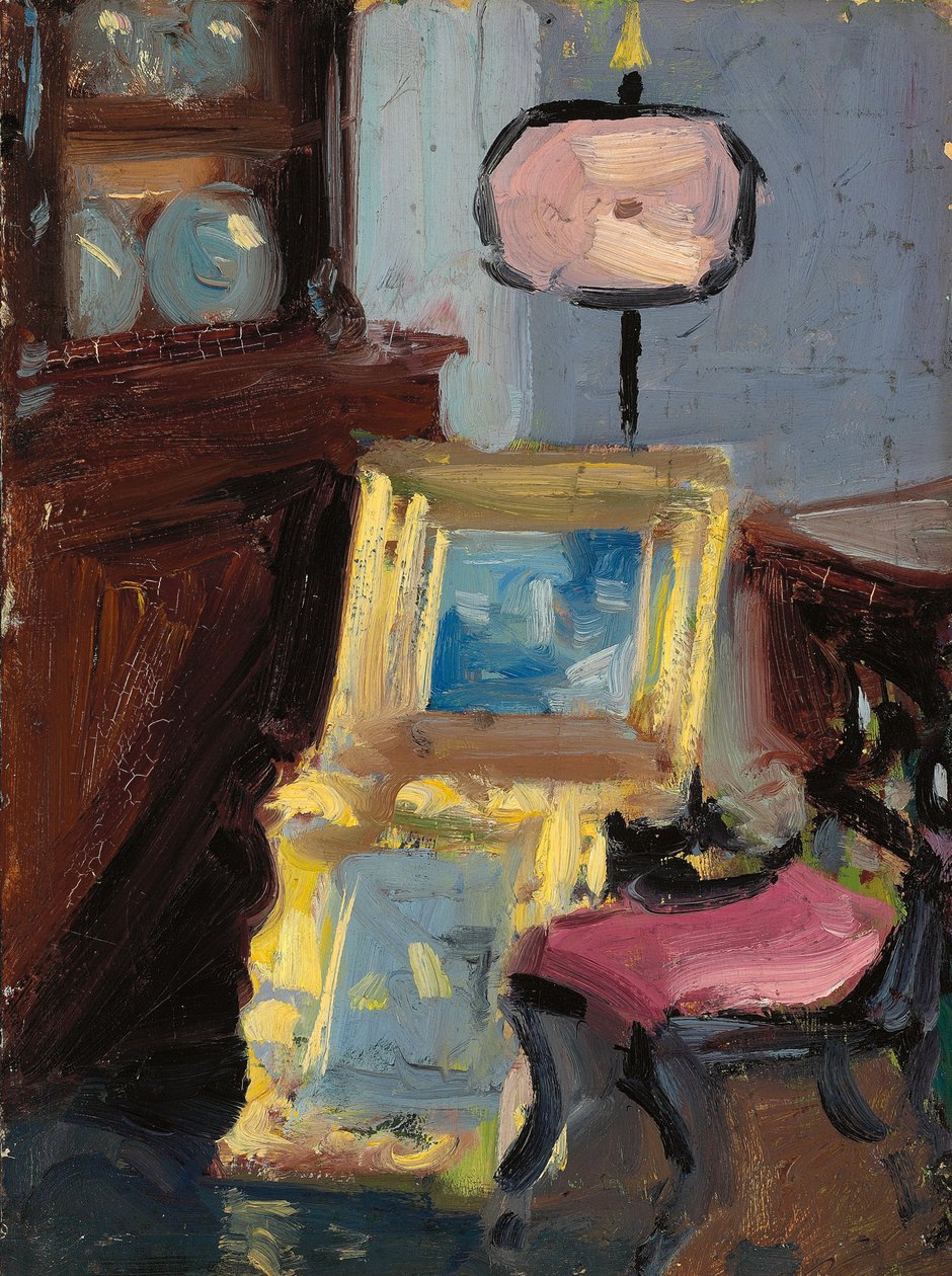 Interiör med en stol av Francis Campbell Boileau Cadell