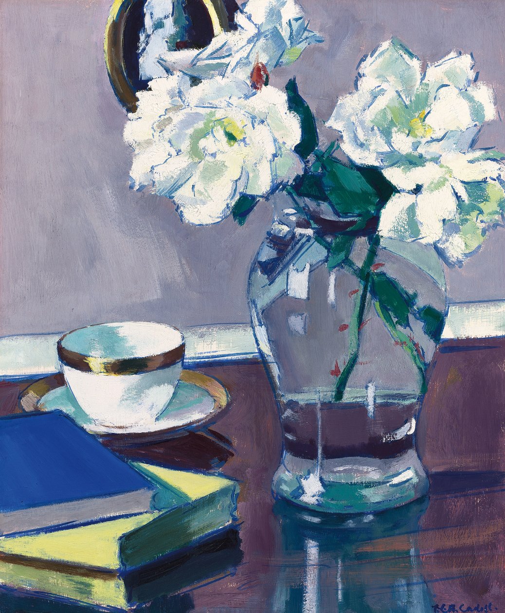 Rosor, sent 1920-tal (olja på panel) av Francis Campbell Boileau Cadell