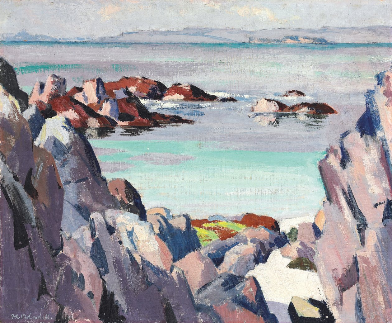 Staffa och Rhum från Iona av Francis Campbell Boileau Cadell