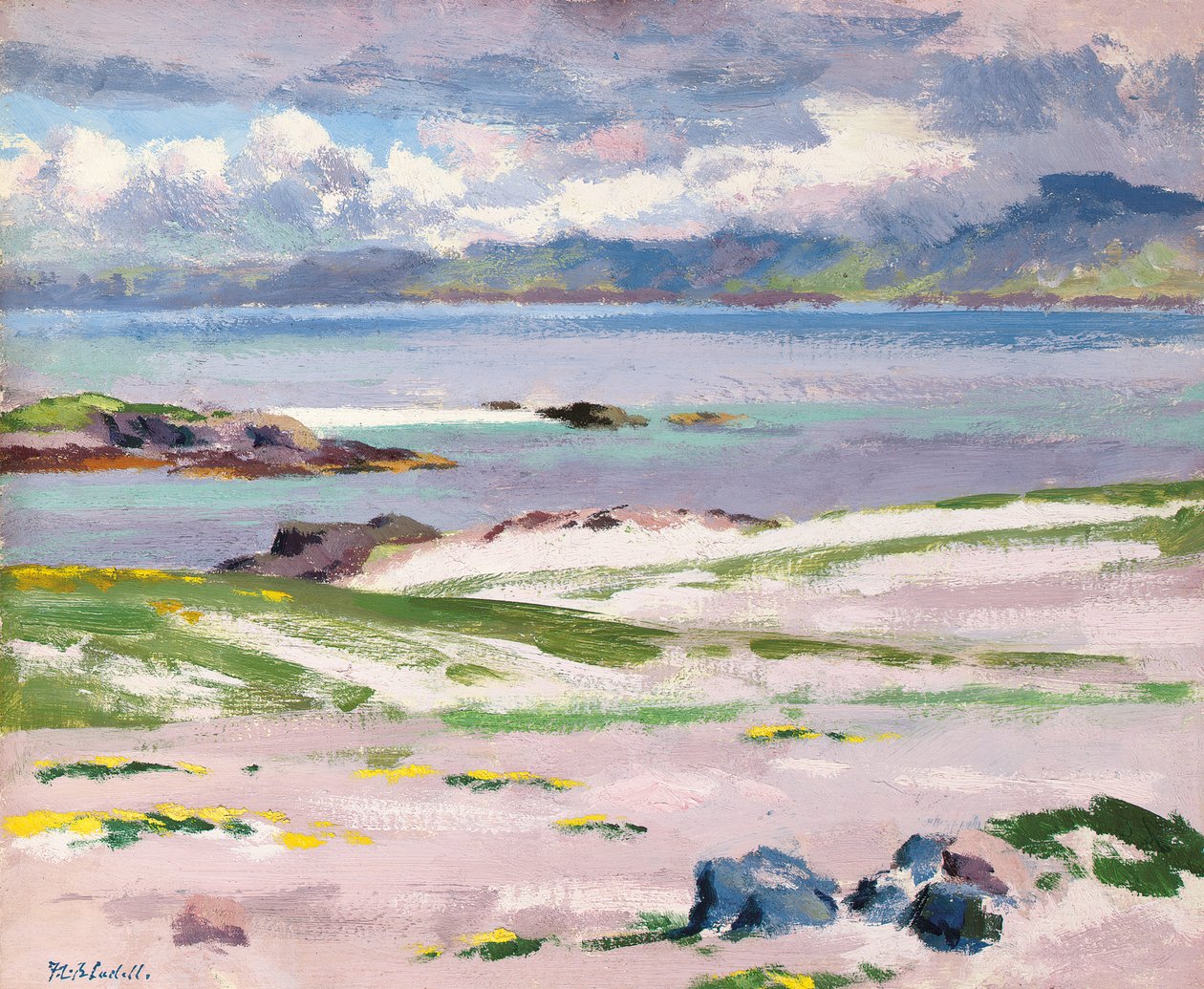 Towards Mull från Choc Ard Anraidh, Iona, ca 1928 (olja på duk) av Francis Campbell Boileau Cadell