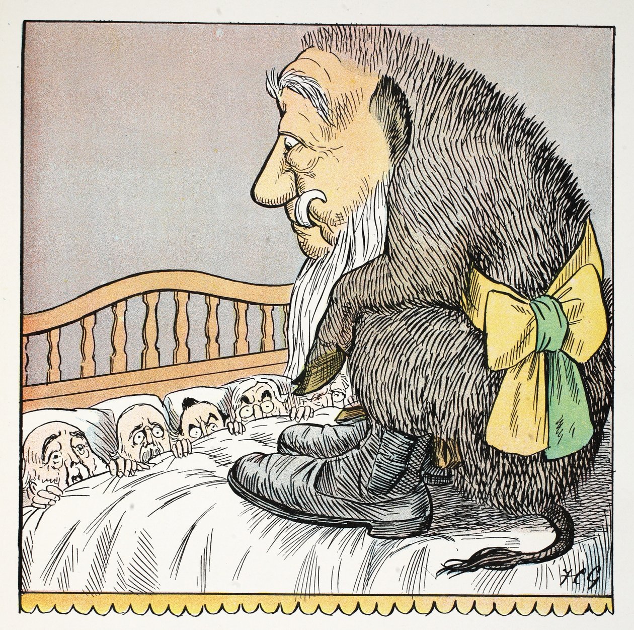 O, illustration från The Struwwelpeter Alphabet, vers av Harold Begbie (1871–1929) av Francis Carruthers Gould