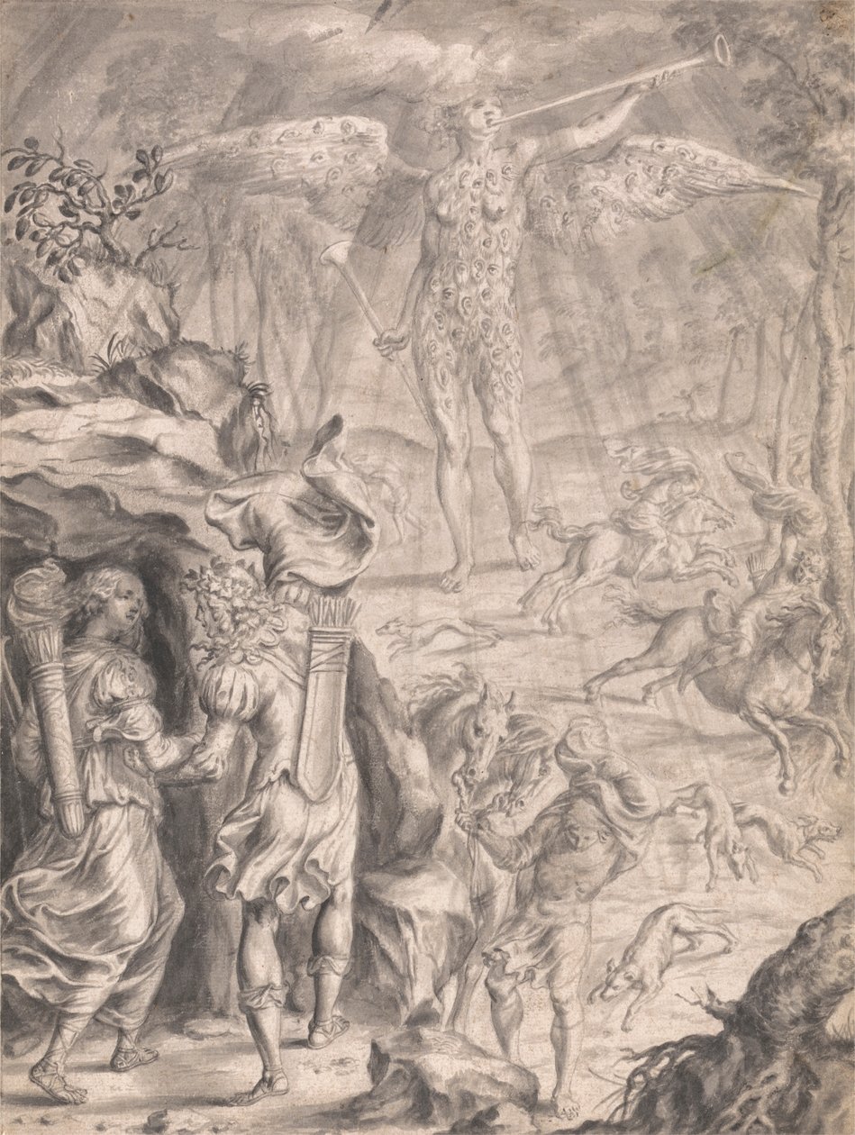 Dido och Aeneas skydd i en grotta av Francis Cleyn