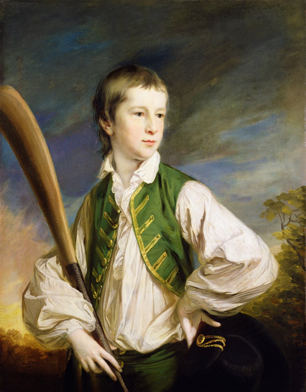 Charles Collyer som pojke, med ett cricketslagträ av Francis Cotes