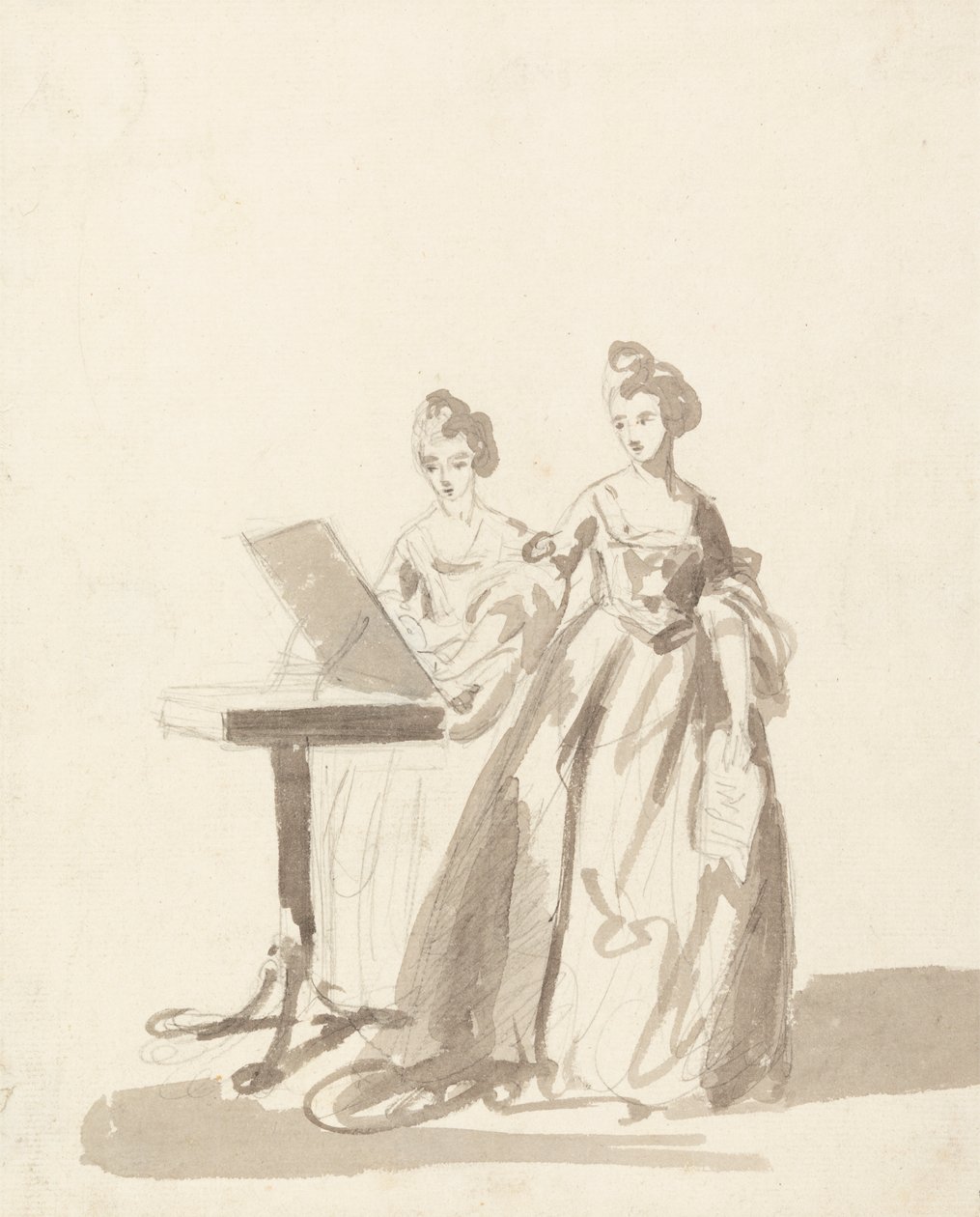 Studera för porträttet av prinsessan Louisa och drottning Caroline Matilda av Danmark av Francis Cotes