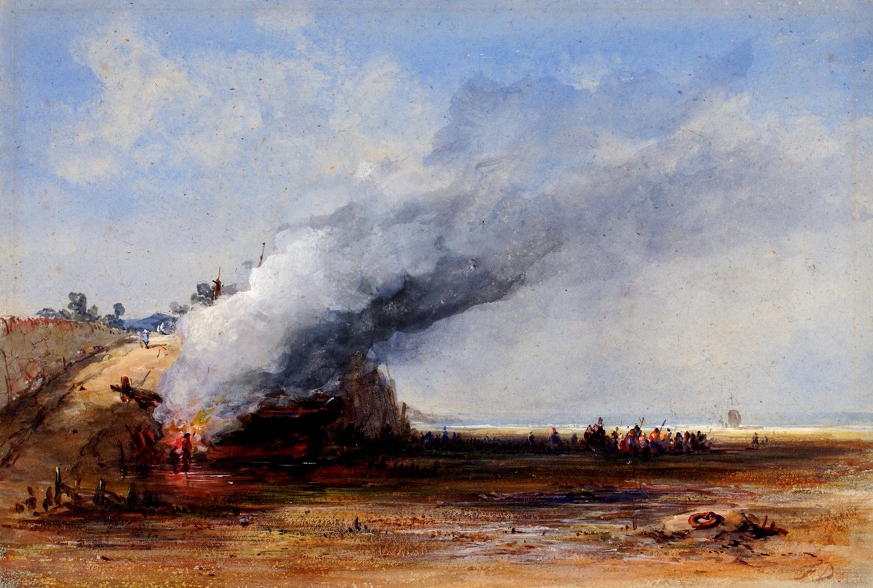Bränning av en gammal båt, 1800-talet. av Francis Danby