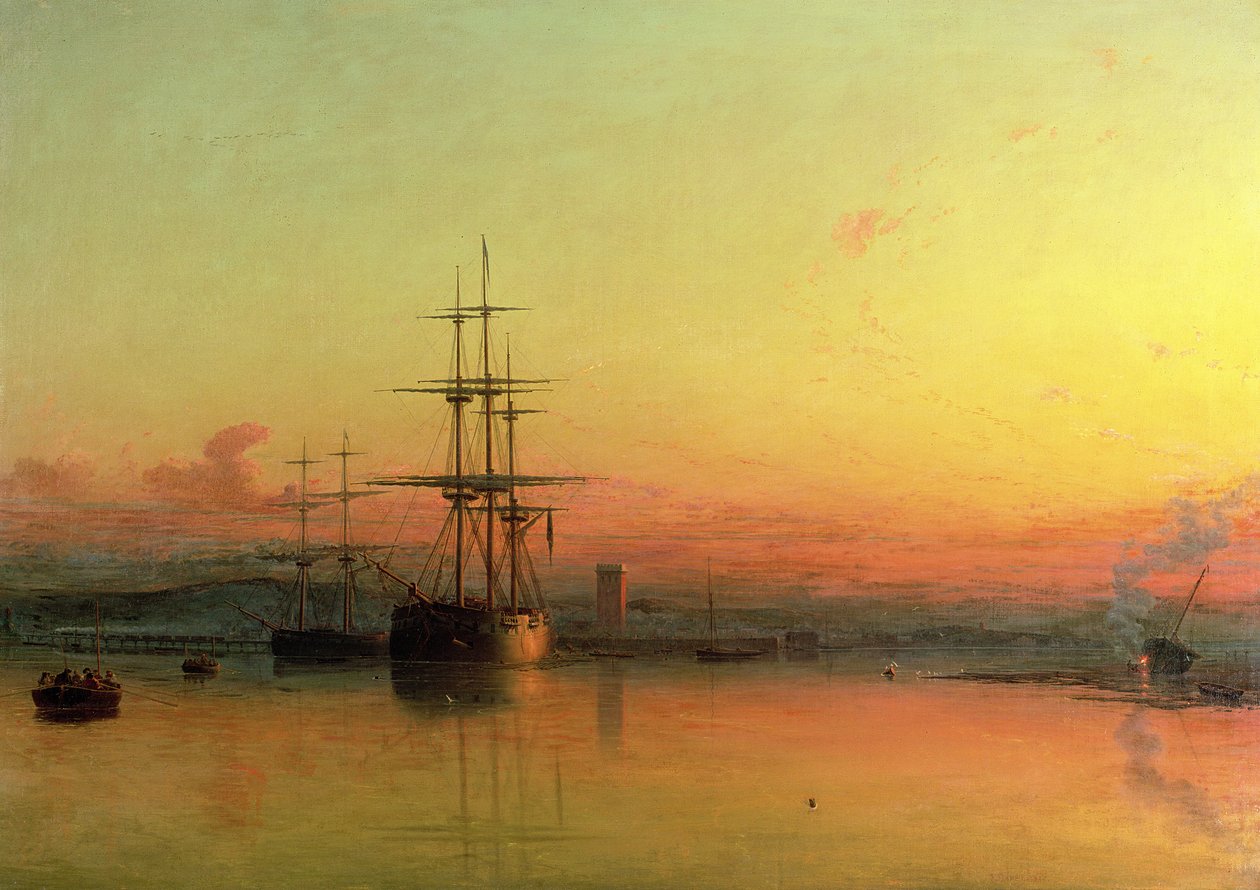Dödstyst – Solnedgång vid Exmouth-viken av Francis Danby