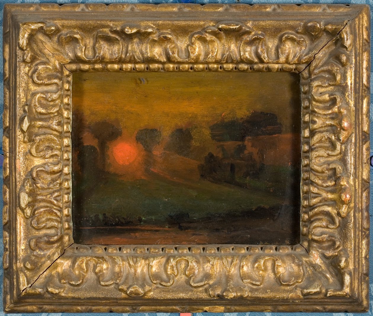 Sunset through Trees, ca 1855 (olja på kort) av Francis Danby