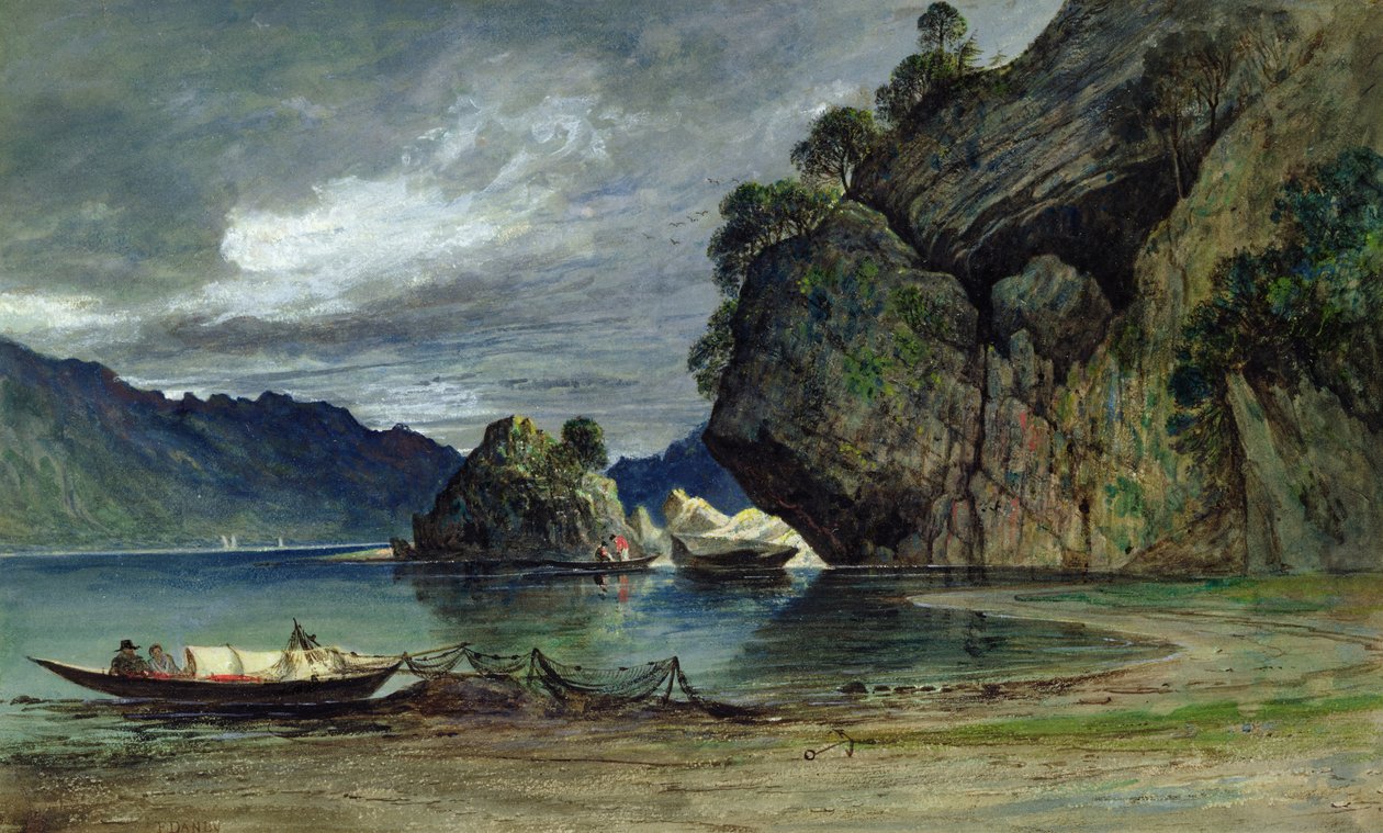 The Approach of a Storm on Liensfjord (akvarell på papper) av Francis Danby