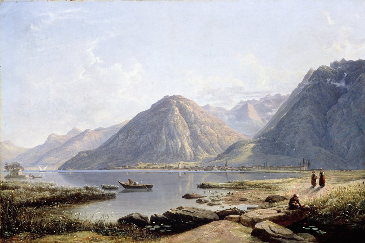Utsikt över Genèvesjön med staden Villeneuve, 1836 av Francis Danby