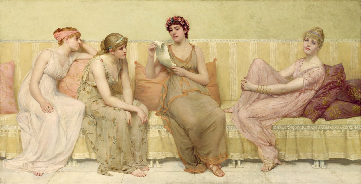 Läser berättelsen om Oenone, ca 1883 av Francis Davis Millet