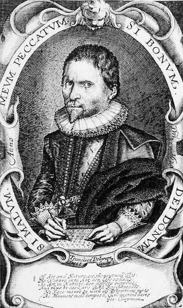 Porträtt av George Chapman (ca 1559-1634) 1620 (gravyr) (s/v foto) av Francis Delaram