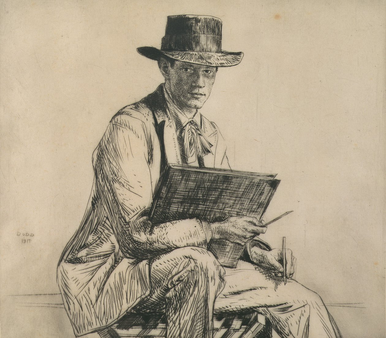 Porträtt av Henry Rushbury (1889-1968) 1914 (etsning) av Francis Dodd