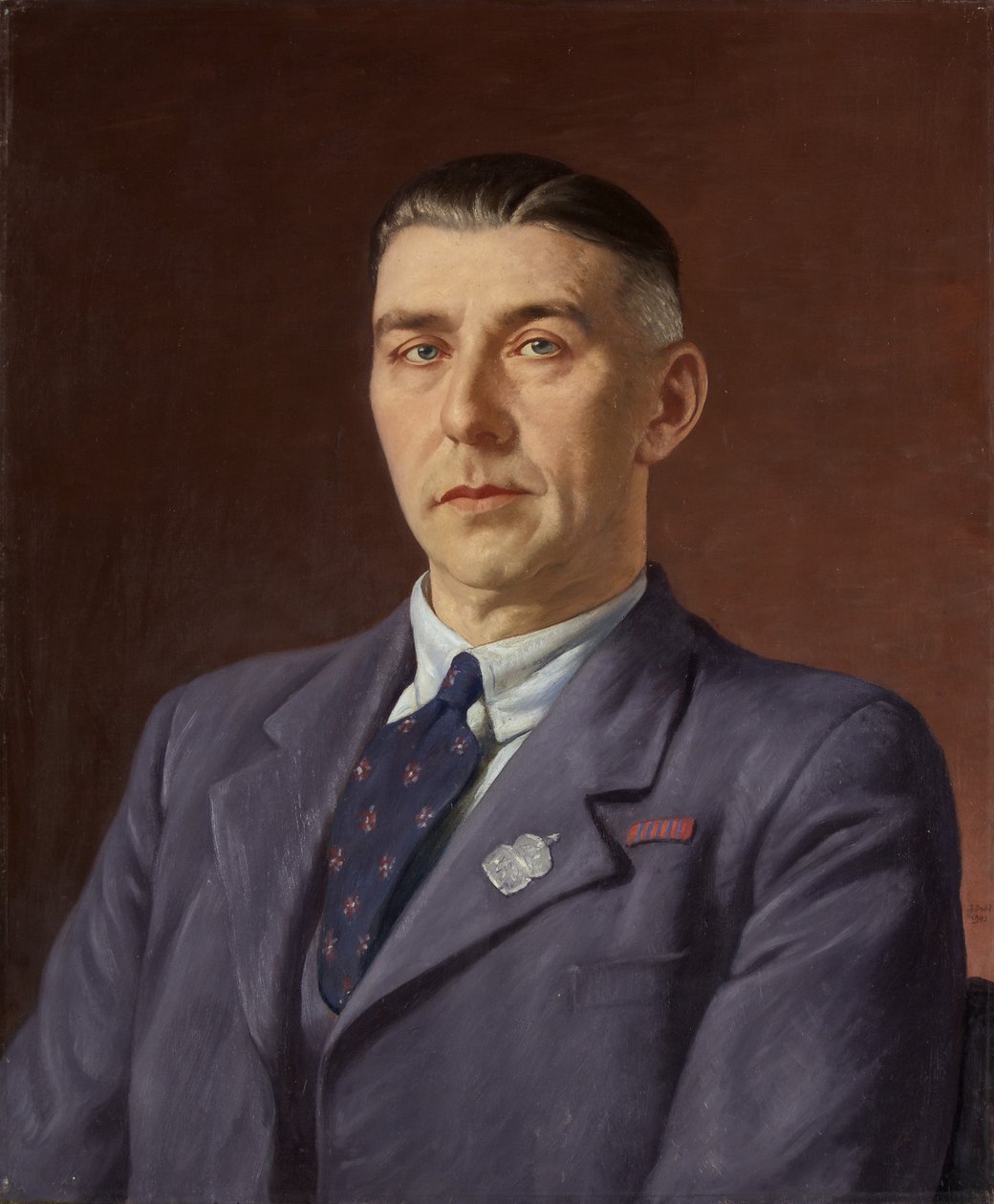 Porträtt av Percival Henry Martin, Post Office, Bristol, ca 1941-45 (olja på duk) av Francis Dodd