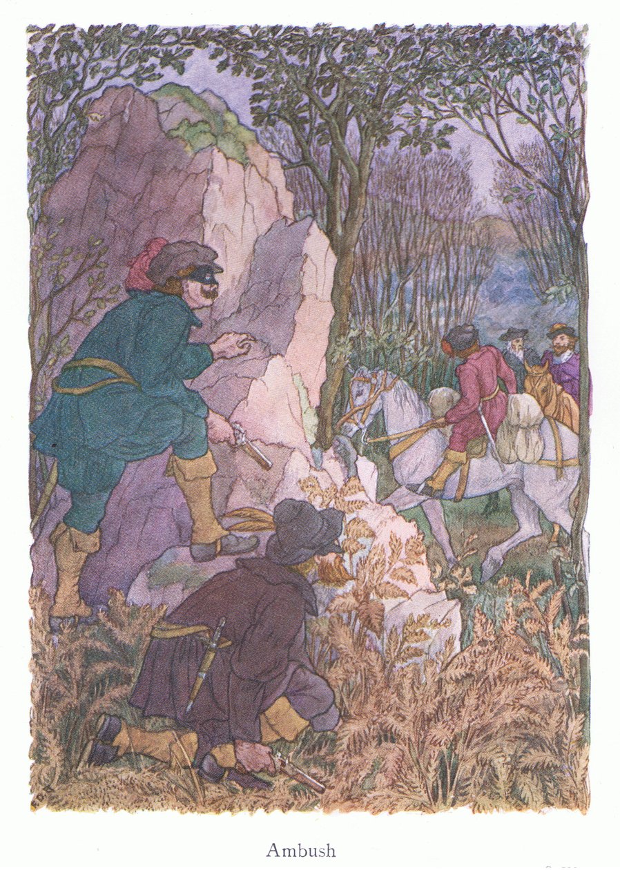 Ambush (färglitografi) av Francis Donkin Bedford