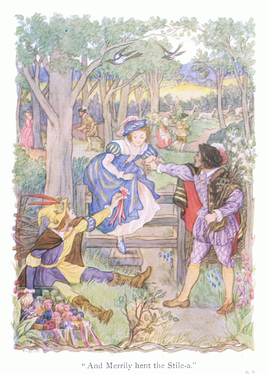 "Och gladeligen gick stigen (färglitografi) av Francis Donkin Bedford