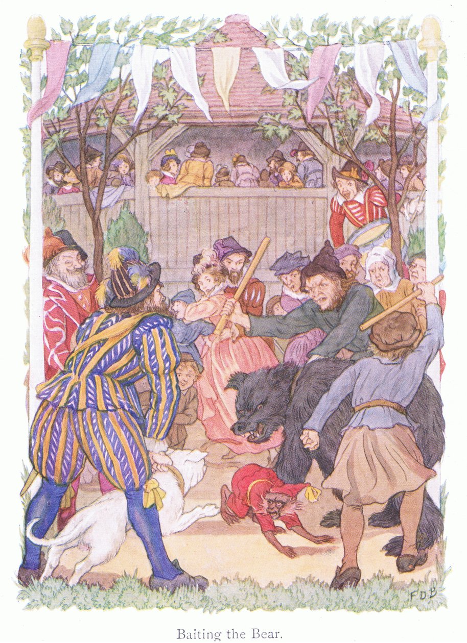 Att locka björnen (färglitografi) av Francis Donkin Bedford