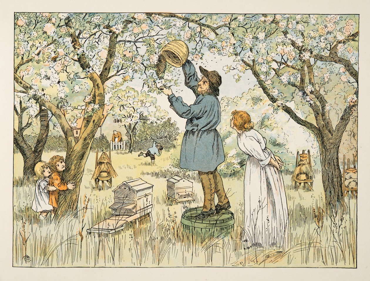 The Bee Farmer, från Four and Twenty Toilers, pub. 1900 (färglitografi) av Francis Donkin Bedford