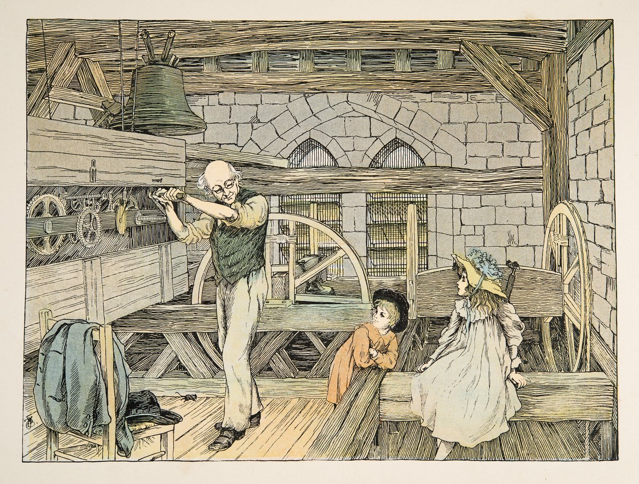 The Clockwinder, från Four and Twenty Toilers, publ. 1900 (färglitografi) av Francis Donkin Bedford