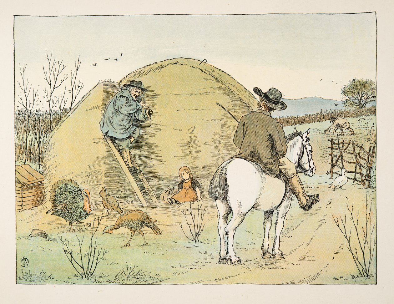 The Farmer, från Four and Twenty Toilers, pub. 1900 (färglitografi) av Francis Donkin Bedford