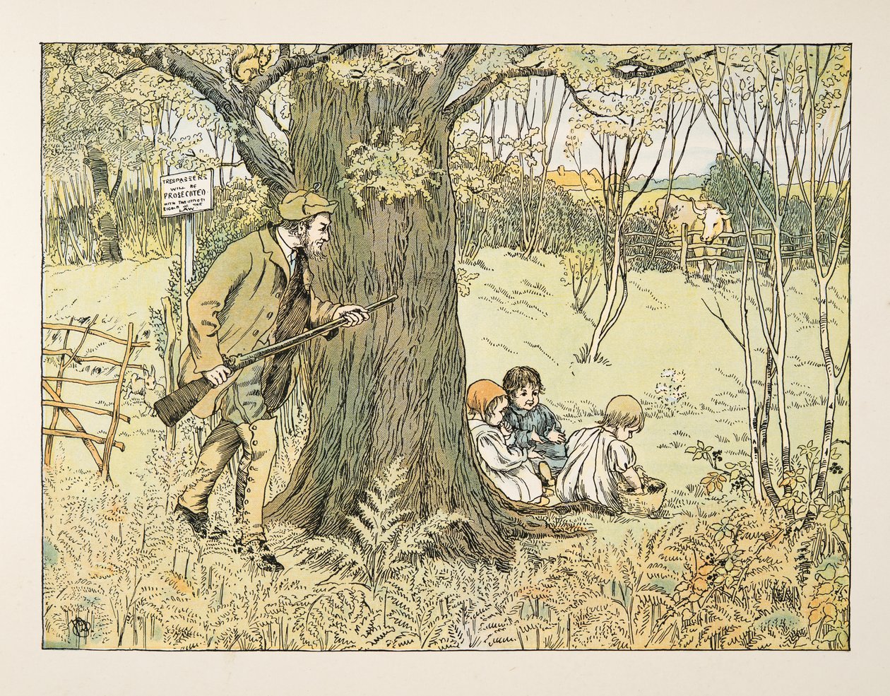 The Gamekeeper, från Four and Twenty Toilers, publ. 1900 (färglitografi) av Francis Donkin Bedford