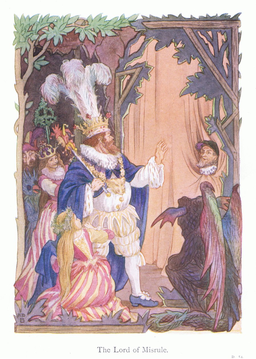 The Lord of Misrule (färglitografi) av Francis Donkin Bedford
