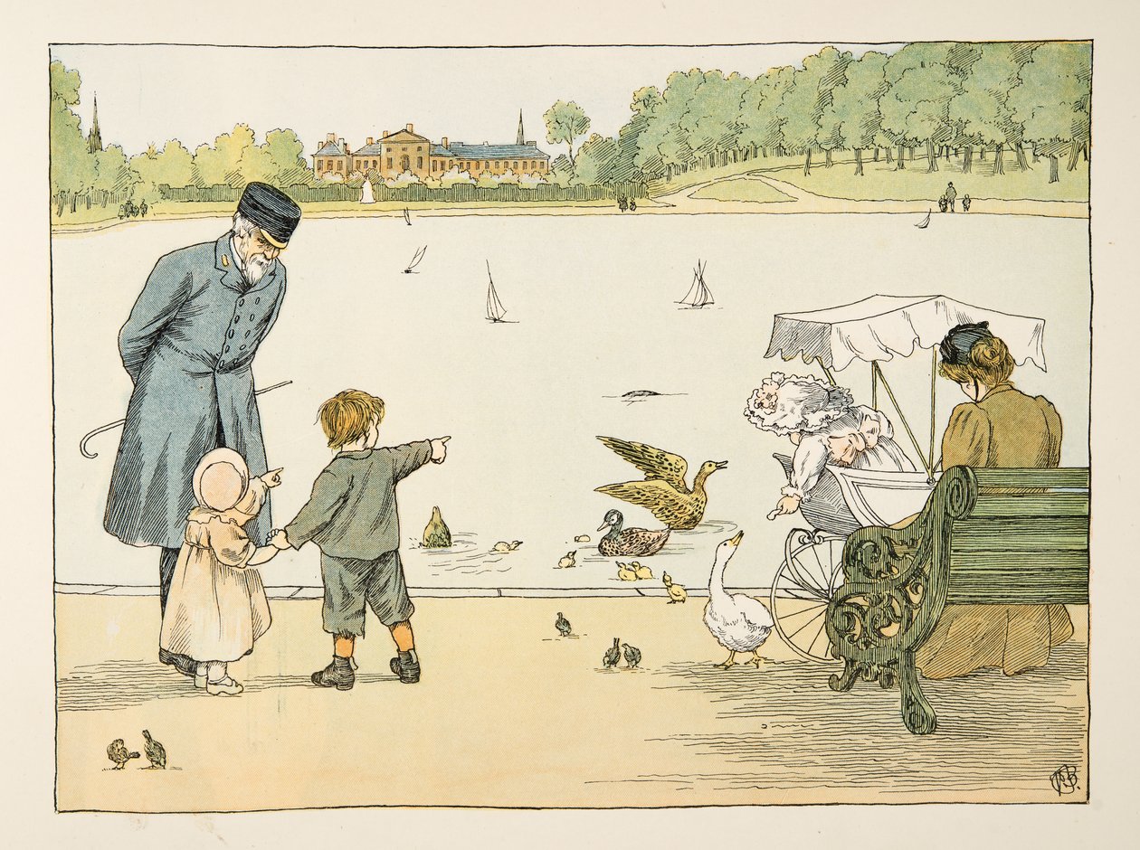 The Park Keeper, ur Four and Twenty Toilers, pub. 1900 (färglitografi) av Francis Donkin Bedford