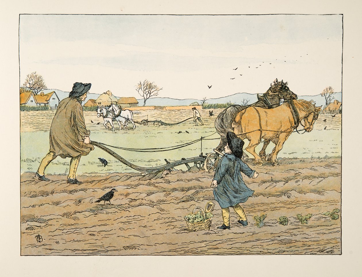 The Ploughman, från Four and Twenty Toilers, pub. 1900 (färglitografi) av Francis Donkin Bedford