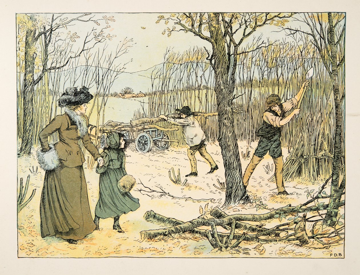 The Woodman, från Four and Twenty Toilers, publ. 1900 (färglitografi) av Francis Donkin Bedford