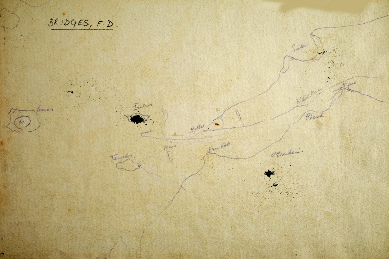 Karta (penna  bläck på papper) av Francis Doveton Bridges