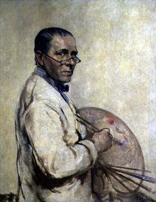 Porträtt av konstnären Sir William Orpen (1878-1931) c.1932 (olja på duk) av Francis Edwin Hodge