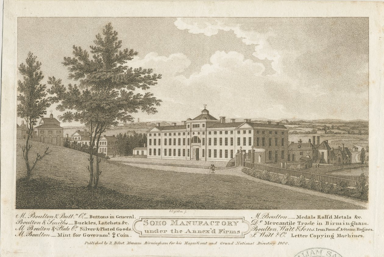 Soho Manufactory: stipplegravyr i brunt bläck och [c 1800] av Francis Eginton