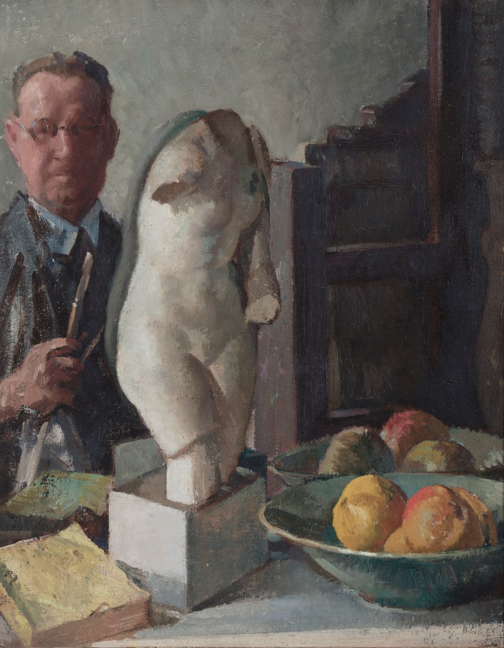Porträtt av F. Ernest Jackson, ca 1928 (olja på duk) av Francis Ernest Jackson