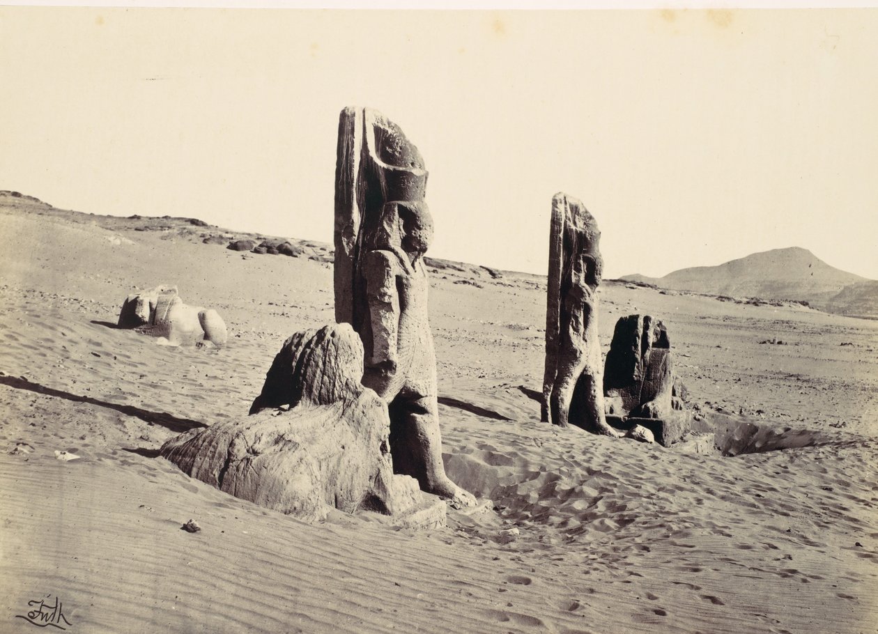 Kolosser och Sphynx vid Wady Saboua, 1857. av Francis Frith