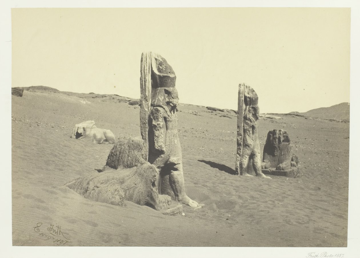 Kolosser och Sphynx vid Wady Saboua, Nubia, 1857. av Francis Frith