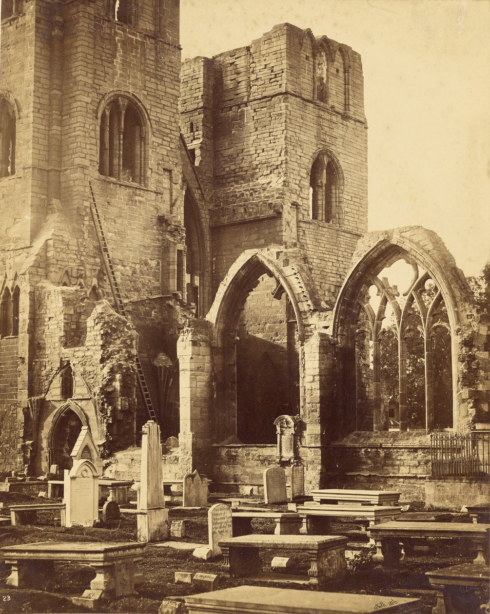 Fristående fönster och torn, Elgins katedral av Francis Frith
